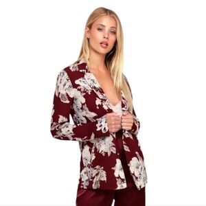 New Burgundy Floral Lulus Blazer NWT